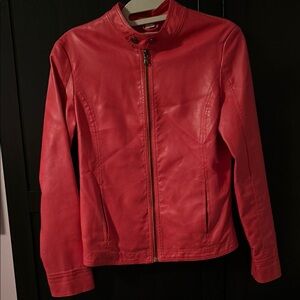 Red Faux Leather Jacket